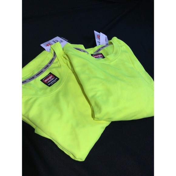 Wrangler Workwear Hi Vis Neon Yellow Performance Tee Shirt 2 Pack 5XL - Picture 1 of 5